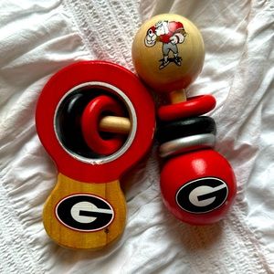 UGA wooden baby rattles